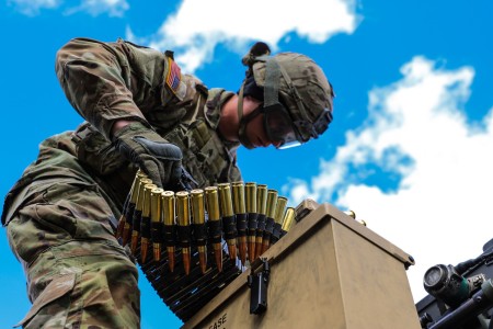 U.S. Army Soldiers assigned to 1st Squadron, 2nd Cavalry Regiment conduct gunnery training at the Grafenwohr Training Area, April 4, 2023. The gunnery training is designed to improve marksmanship and enhance lethality across the force. 