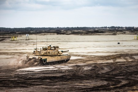 U.S. Soldiers assigned to the 2nd Battalion, 70th Armor Regiment, 2nd Armored Brigade Combat Team, 1st Infantry Division supporting the 4th Infantry Division, participate in a live fire demonstration and static display for the Minister of National Defense of the Republic of Poland, Mariusz Blaszczak at Nowa Deba, Poland, April 12, 2023. The 4th Infantry Division&#39;s mission in Europe is to engage in multinational training and exercises across the continent in order to build readiness, increase our operability, and reinforce our steadfast and loyal commitment to our Allies and partners, which make up an integral part of the Ivy Team.